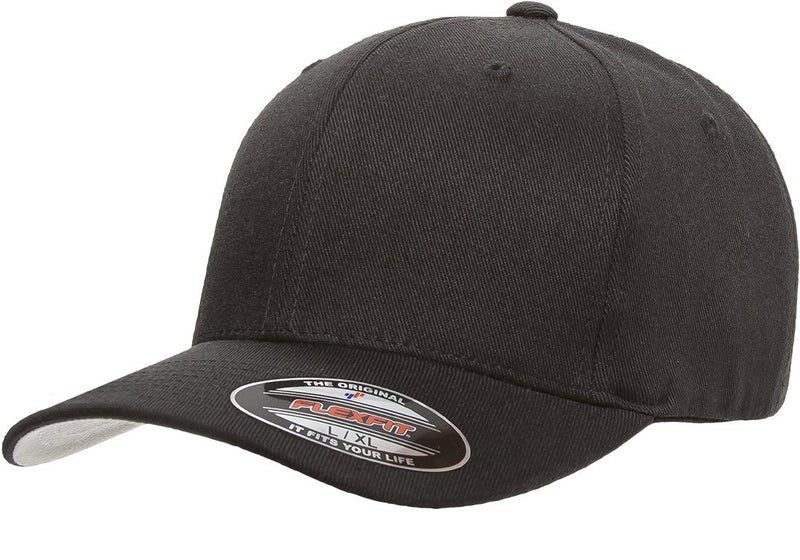 Flexfit Men's Wool Blend Fitted Baseball Cap, Black, Small-Medium - Image 1
